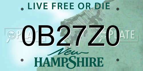 0B27Z0 New Hampshire License Plate