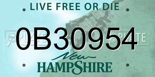 0B30954 New Hampshire License Plate