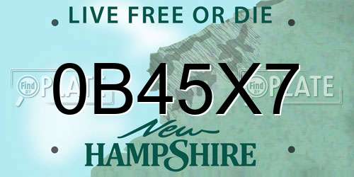 0B45X7 New Hampshire License Plate