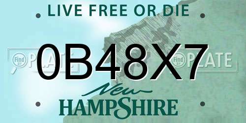 0B48X7 New Hampshire License Plate