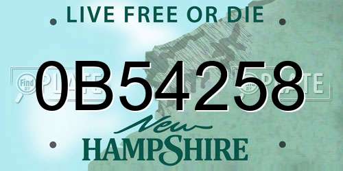 0B54258 New Hampshire License Plate