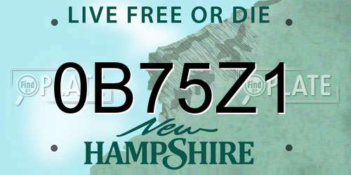 0B75Z1 New Hampshire License Plate
