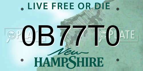 0B77T0 New Hampshire License Plate
