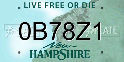 0B78Z1 New Hampshire License Plate