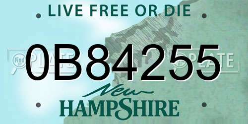 0B84255 New Hampshire License Plate