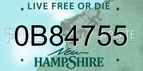 0B84755 New Hampshire License Plate