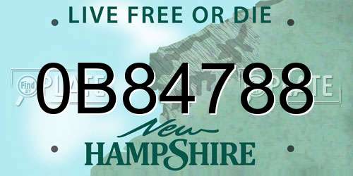 0B84788 New Hampshire License Plate