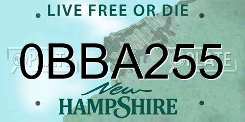 0BBA255 New Hampshire License Plate