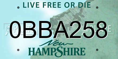 0BBA258 New Hampshire License Plate