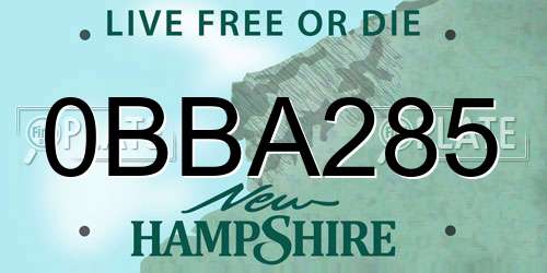 0BBA285 New Hampshire License Plate