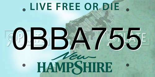 0BBA755 New Hampshire License Plate