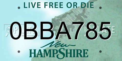0BBA785 New Hampshire License Plate