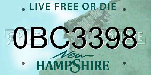 0BC3398 New Hampshire License Plate
