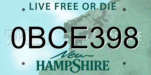0BCE398 New Hampshire License Plate