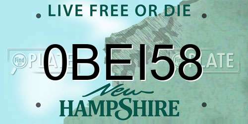 0BEI58 New Hampshire License Plate