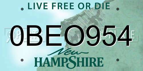 0BEO954 New Hampshire License Plate