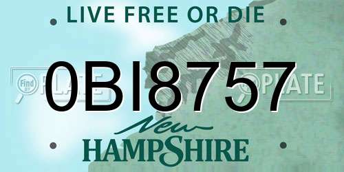 0BI8757 New Hampshire License Plate