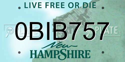 0BIB757 New Hampshire License Plate