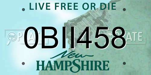 0BII458 New Hampshire License Plate