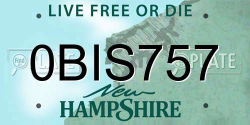 0BIS757 New Hampshire License Plate