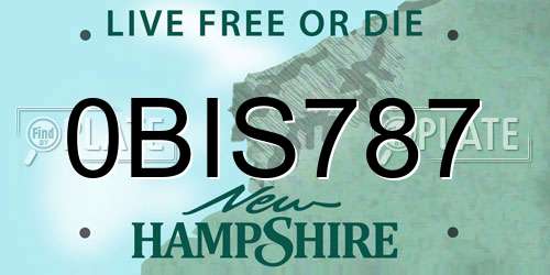 0BIS787 New Hampshire License Plate