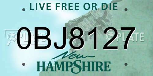 0BJ8127 New Hampshire License Plate