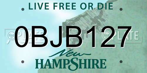 0BJB127 New Hampshire License Plate