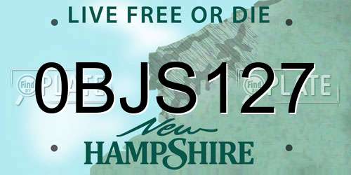 0BJS127 New Hampshire License Plate