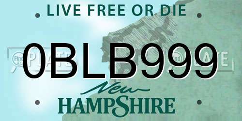 0BLB999 New Hampshire License Plate