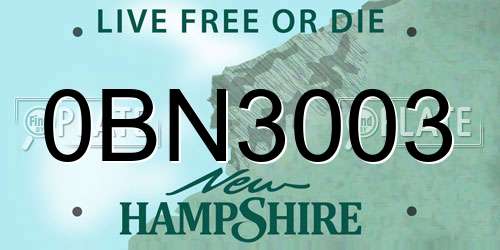 0BN3003 New Hampshire License Plate