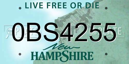 0BS4255 New Hampshire License Plate
