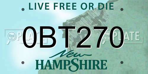 0BT270 New Hampshire License Plate