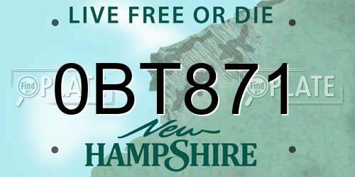0BT871 New Hampshire License Plate