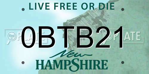 0BTB21 New Hampshire License Plate