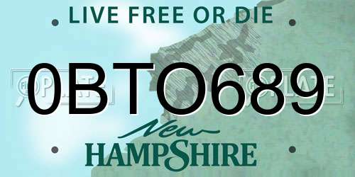0BTO689 New Hampshire License Plate