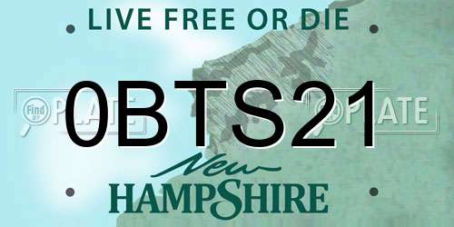 0BTS21 New Hampshire License Plate