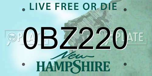 0BZ220 New Hampshire License Plate
