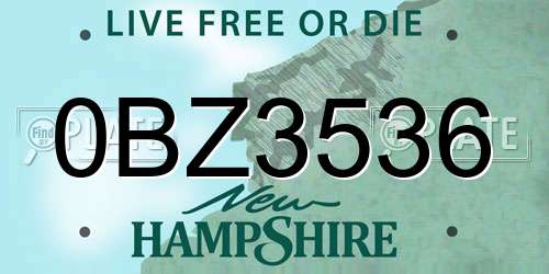 0BZ3536 New Hampshire License Plate