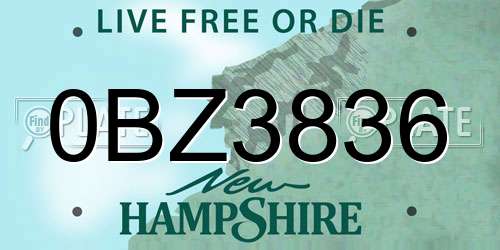 0BZ3836 New Hampshire License Plate