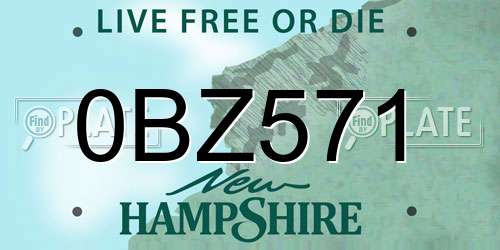 0BZ571 New Hampshire License Plate