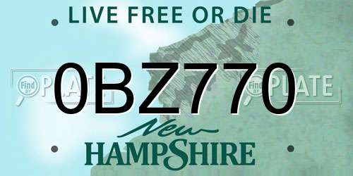 0BZ770 New Hampshire License Plate