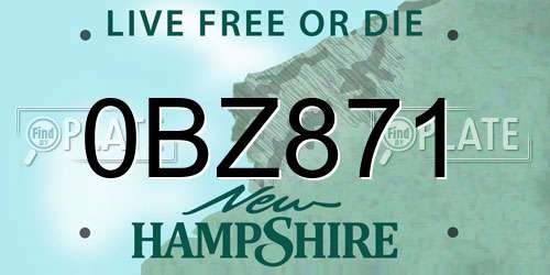 0BZ871 New Hampshire License Plate