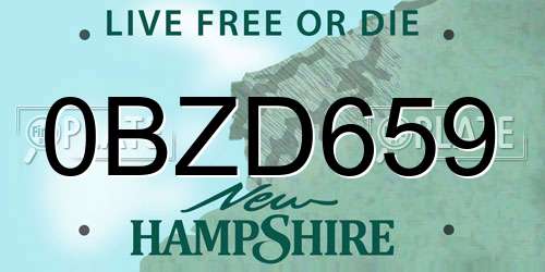 0BZD659 New Hampshire License Plate