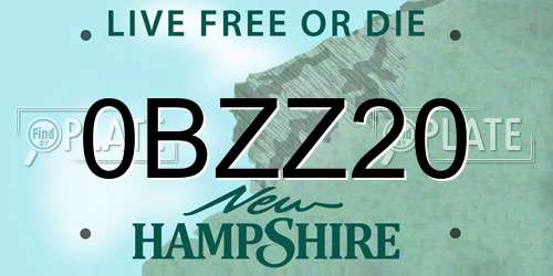 0BZZ20 New Hampshire License Plate