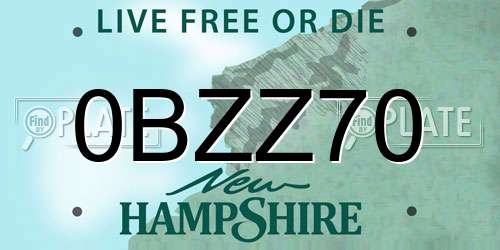 0BZZ70 New Hampshire License Plate