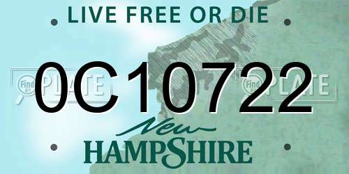 0C10722 New Hampshire License Plate