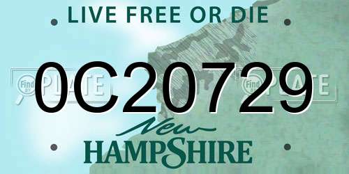 0C20729 New Hampshire License Plate