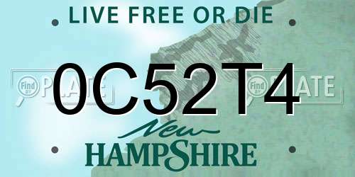 0C52T4 New Hampshire License Plate