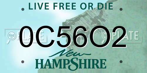 0C56O2 New Hampshire License Plate