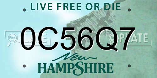 0C56Q7 New Hampshire License Plate